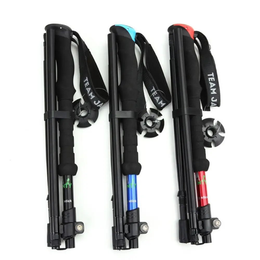 

Expandable Aluminum Outdoor Trekking Poles EVA 4 Section Cross Country Cane Colorful Folding Walking Sticks Men