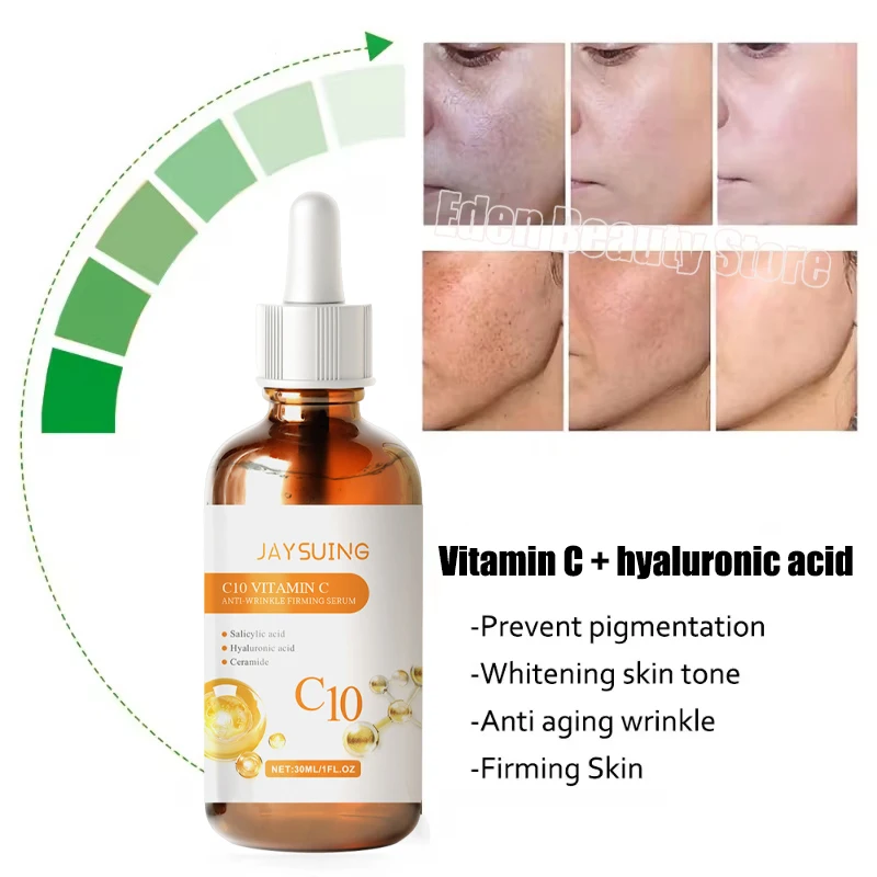 Serum penghilang keriput wajah, Vitamin C penghilang keriput wajah, pengencang, memudarkan garis halus, esensi Anti Penuaan, pemutih, mencerahkan, menutrisi Perawatan Kulit