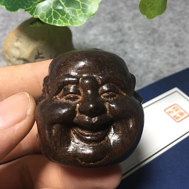 Four Face Buddha Head Statues Indoor Office Home Decoration Collectibles Chinese Hand Carved Wooden