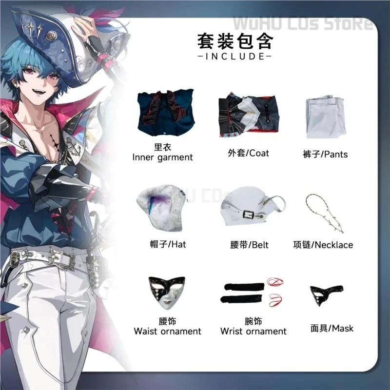 

a7d@Game Wuwa Wuthering Waves Brant Cosplay Costume Wig Shoes Clothes Brant Wig Mens Halloween Uniforms Party Fancy Outfit Disfr