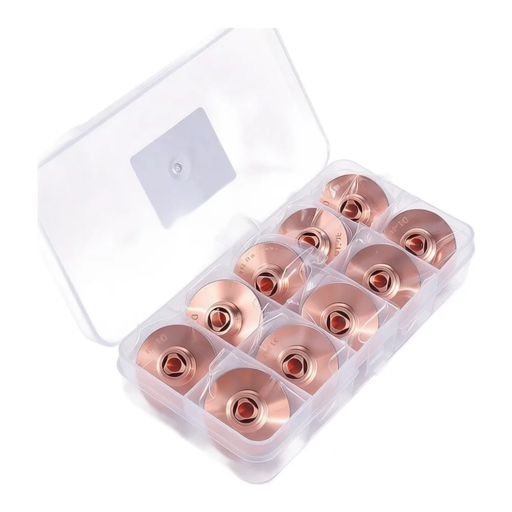 Copper Nozzle Kit for Metal Plate Machines 10pcs D28mm Outside Diameter 15mm Height Thread 1.0 to 3.0mm Apertures