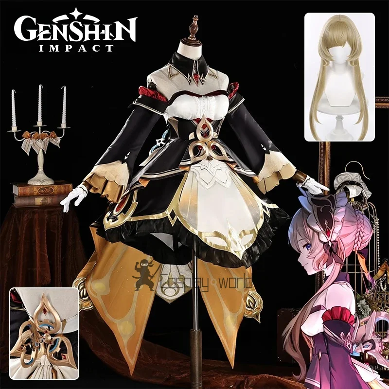 

Genshin Impact Sandrone Marionette Cosplay Costume Wig Dress Skirt Headwear Nod-Krai Fatui Party Halloween For Women Gilrs Props
