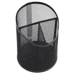 Bevel Pencil Holder Office Desk Metal Mesh Pen Pot Cup Case Container Organiser Pencil Case Black Silver