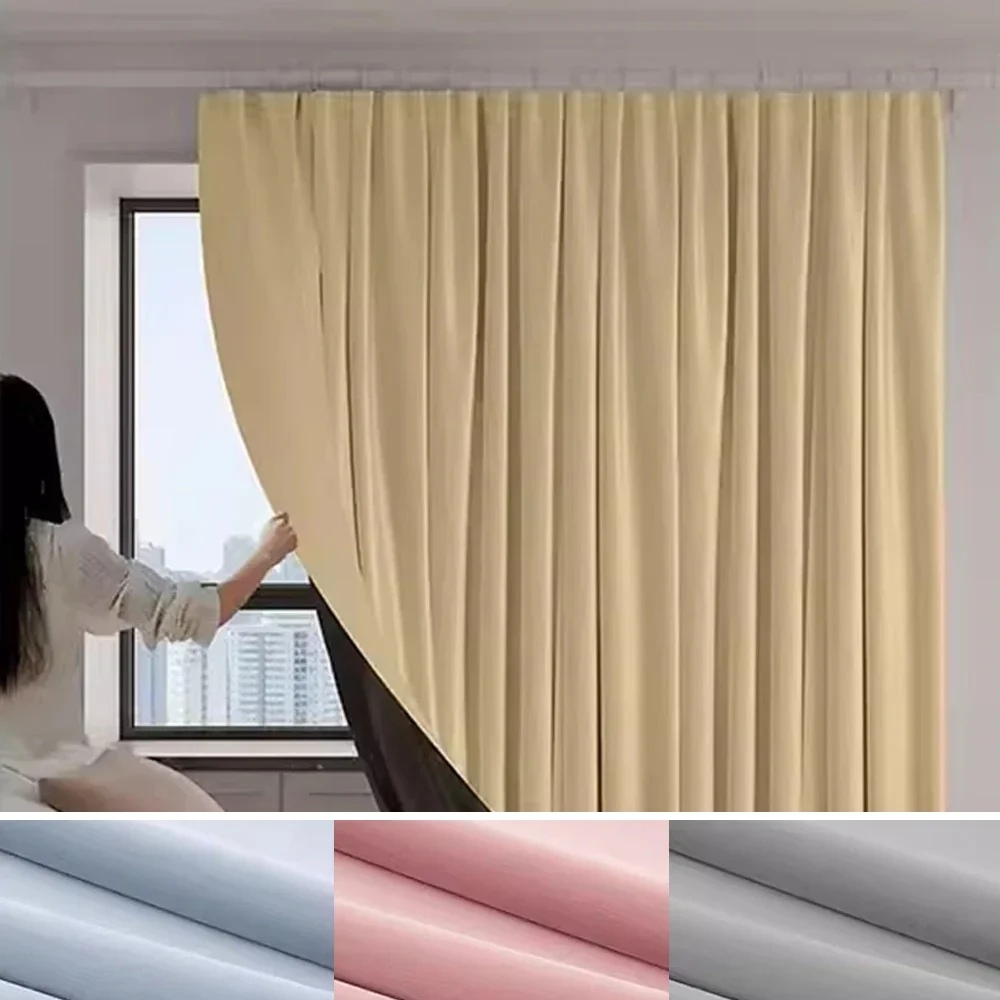 Curtains Blackout for Living Room Bedroom Soundproofing Balcony Insulation Sun Protection Installation Without Drilling Curtain