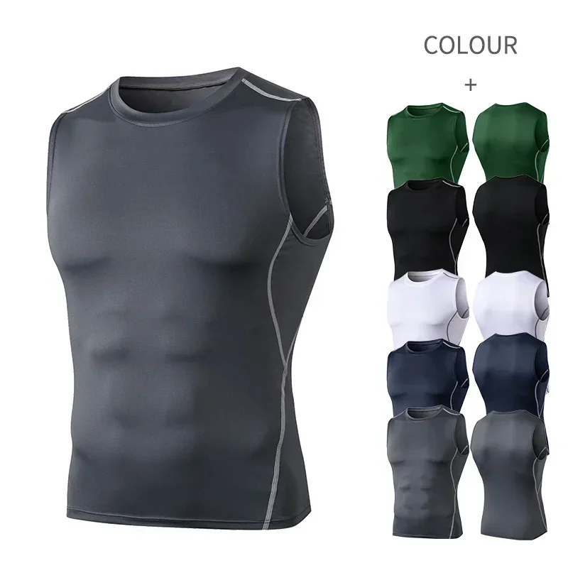 

Men Quick Dry Running T-Shirts Compression Sleeveless Quick-drying Jersey training shirt Gym Mens Tank Top