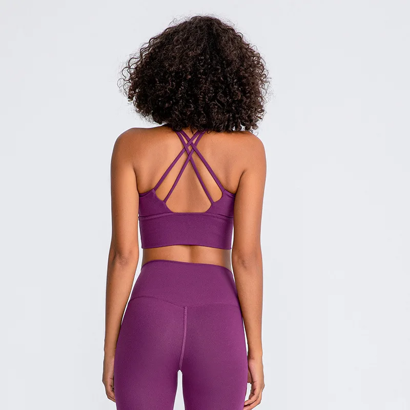 Women's Summer Fashion  Soft Compression  Yoga Sports Bra Jogging Gym Wear Stretch  Sport Top Seamless Athletic Vest Yoga Bra