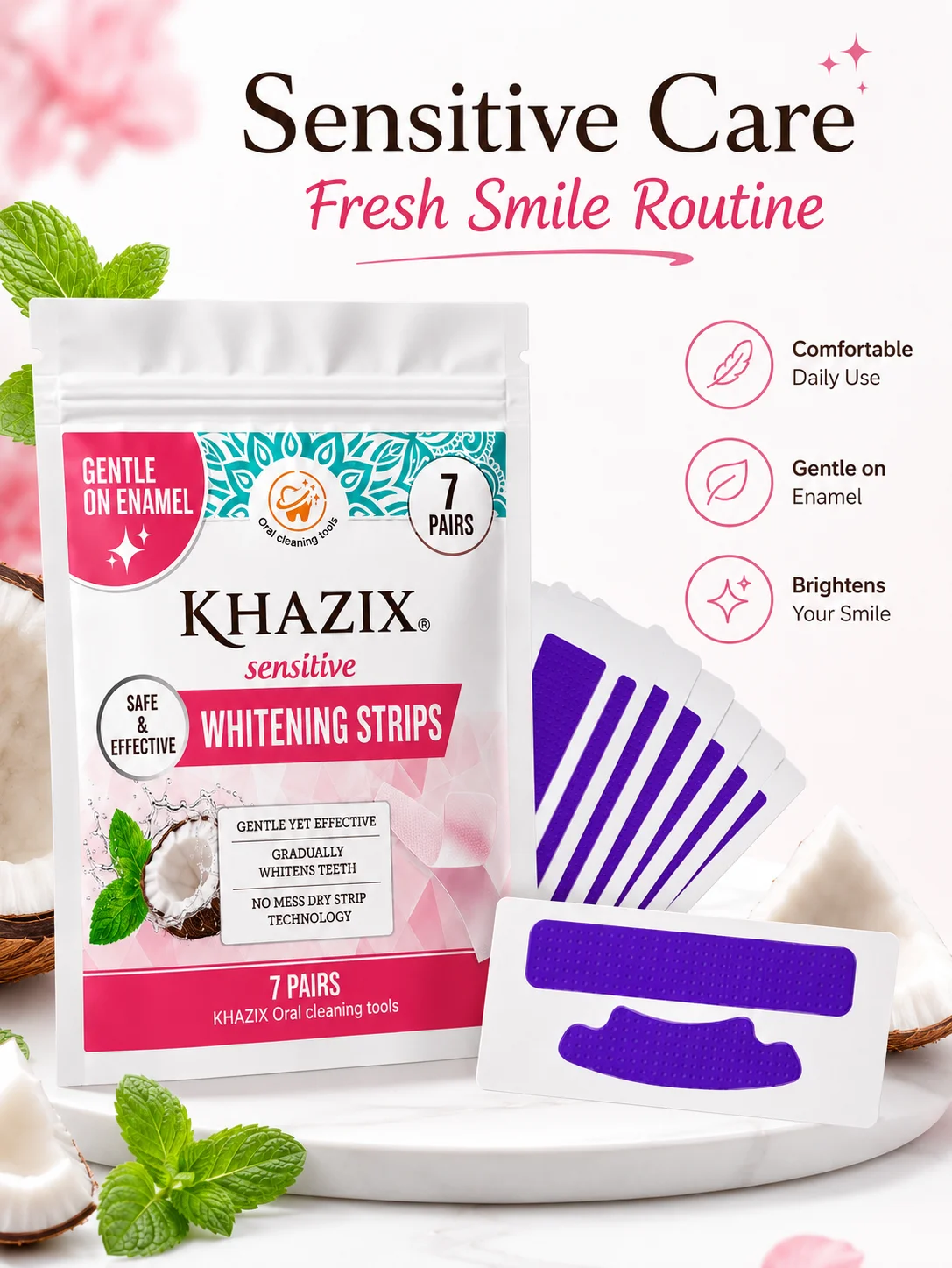 7 Pairs Dental Care Strips Oral Hygiene Teeth Patch Fresh Breath Mouth Cleaning Strips for Daily Use