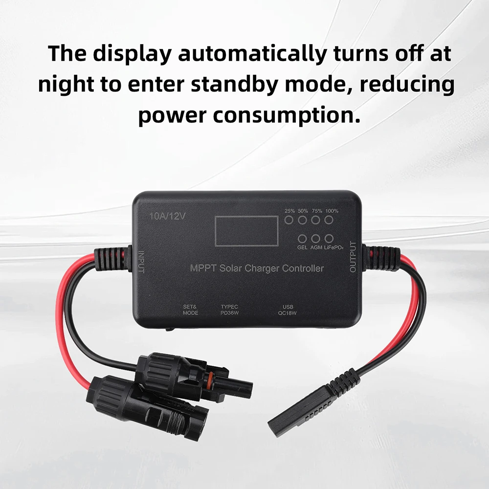12V 10A MPPT Solarpanel-Laderegler mit Typ-C- und USB-Ausgang, entwickelt für AGM- und LiFePO4-Batterien – Detail 9