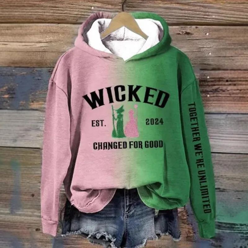 

2024 New Wicked Hooded Glinda & Elphaba Hooded Movie Series Hooded pocket Sweatshirt Men/Women Novelty Hooded