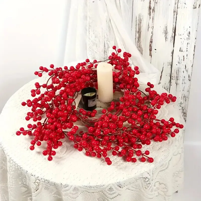 175cm artificial cranberry vine garland red holly hanging decor for home weddings christmas, new year's & engagement parties