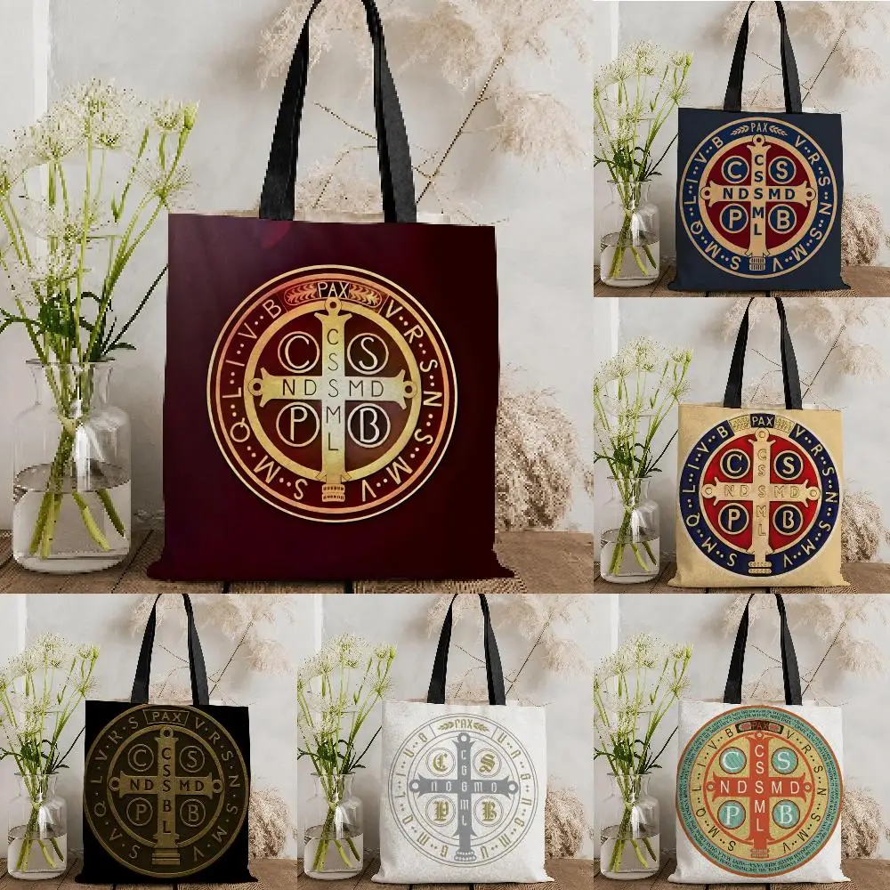 Bolsas de Almacenamiento para Medallas de San Benito, Bolsas de Compras Reutilizables de Gran Capacidad para Uso Diario, Compras, Viajes y Trabajo