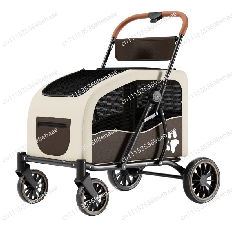 Large Medium Dog Multi-function Pet Stroller, Large Size Portable Foldable Elderly Dog Cart for Outdoor Travel Walking