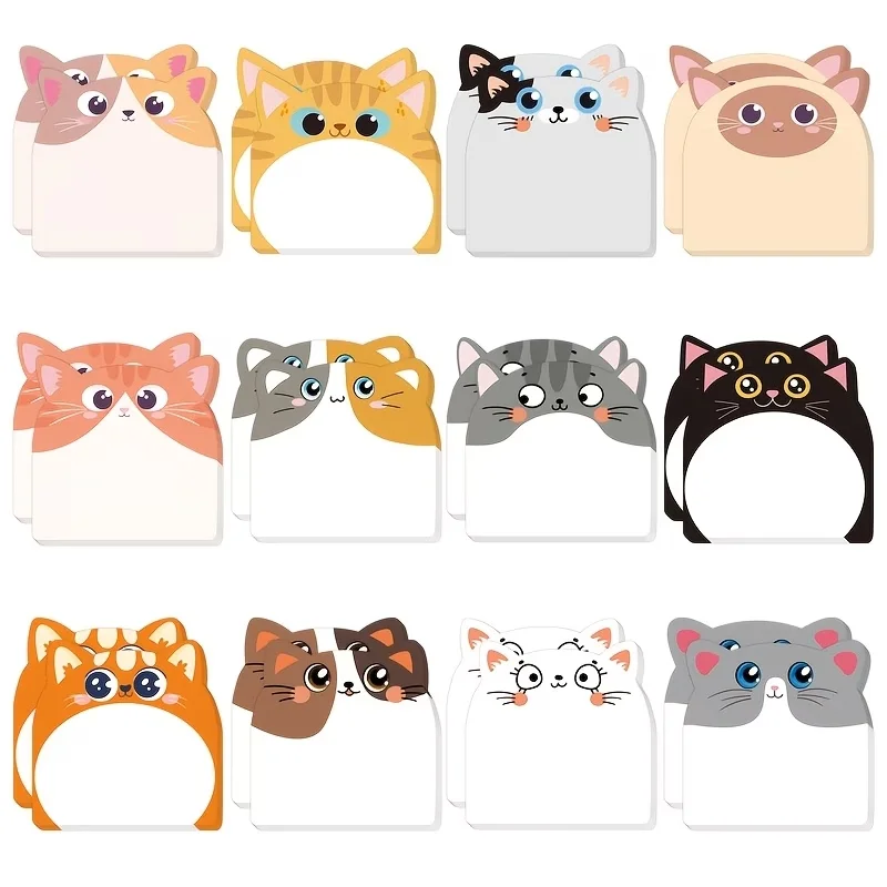 (30 sheets *12 books) DIY sticky notes with animal patterns such as cute cats and dogs, decorative notes paper