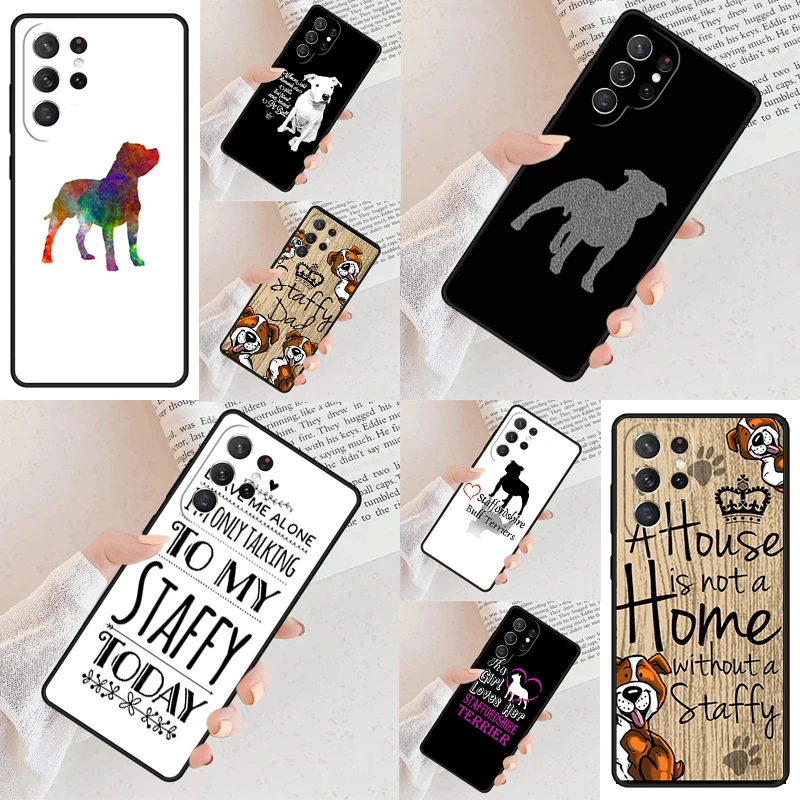 Staffordshire Bull Terrier Staffy Dog Phone Case For Samsung Galaxy S24 S23 S22 S21 Ultra S10 Note 10 Pro S20 Plus FE S9 Cover