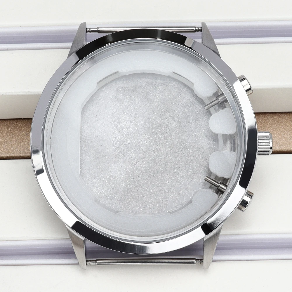 

46.8mm Men's Watch Cases Stainless Steel Watches Accessories Suitable for VD53 Quartz Movement DIY Case Repair Parts 41mm Dial