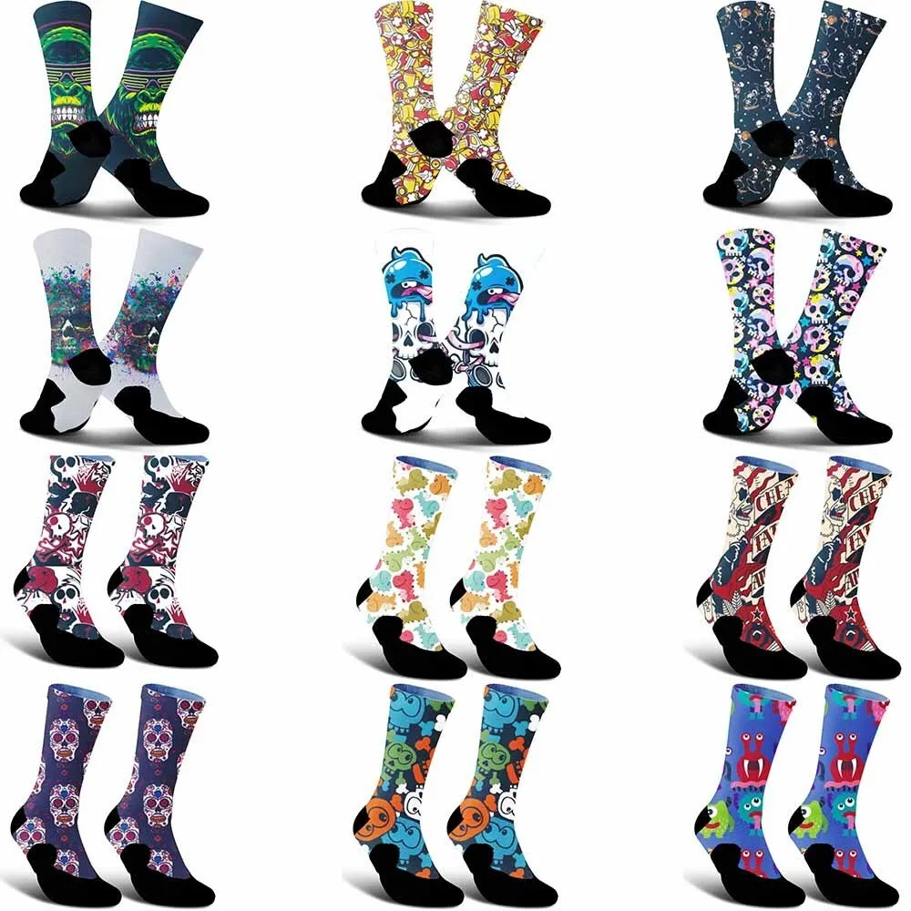 New Creative Dance Skeleton Pattern Sports Cycling Socks, Fashionable, Unisex, Sweat Absorbing, Durable, Breathable