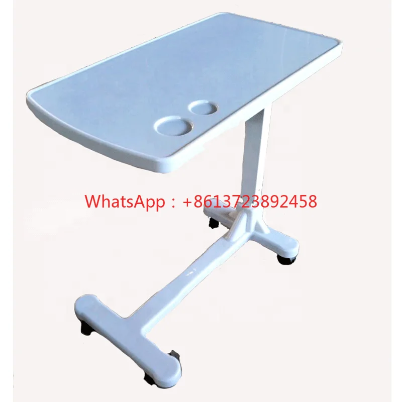 ABS Medical Hydraulic Lifting  Nursing Table Movable Bedside food overbed Dining Table