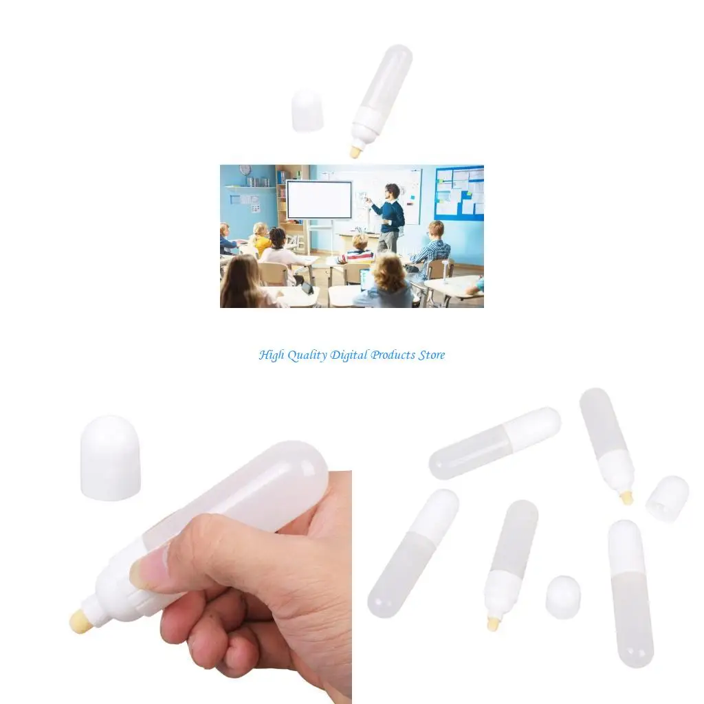 

U2JE 5Pcs Empty Refillable Marker Pen Bottles 8mm Round Tip Transparent Barrels