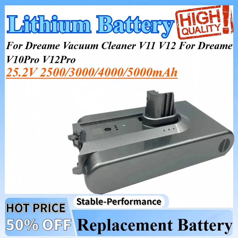 

25.2V 2500/3000/4000/5000mAh Replacement Battery For Dreame Vacuum Cleaner V11 V12 For Dreame V10Pro V12Pro