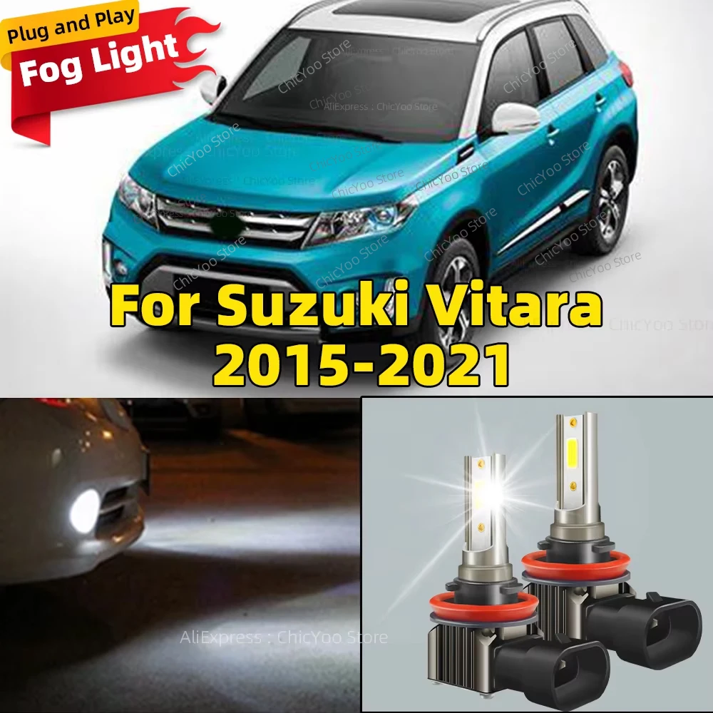 2PCS Car LED Fog Light Lamp Bulb 80W Replace Bulbs Plug and Play For Suzuki Vitara 2015 2016 2017 2018 2019 2020 2021