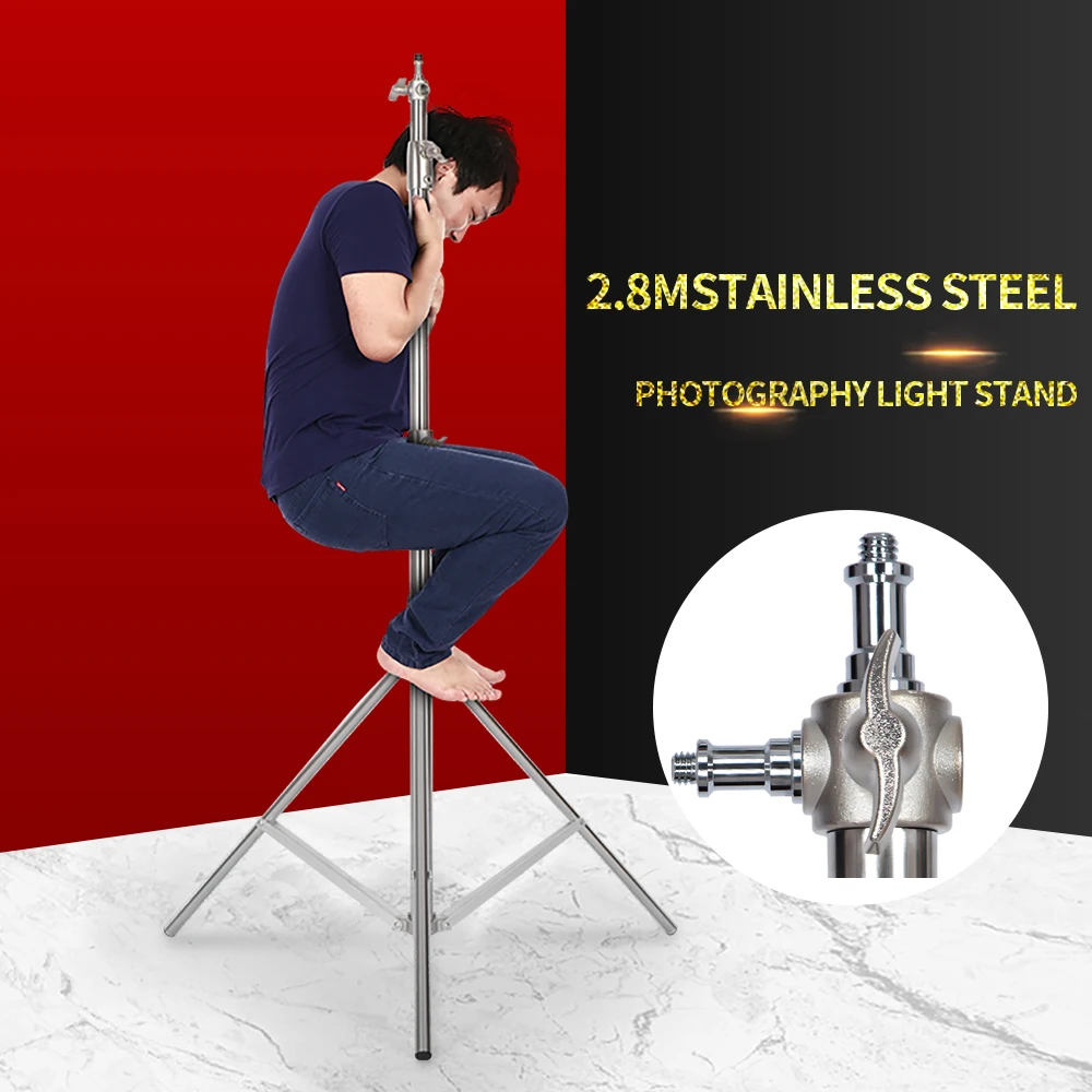 SH 2.8M Stainless Steel Light Stand Heavy Duty Load weight 10kg Photography Studio Support Tripod For Led Light Photo Studio