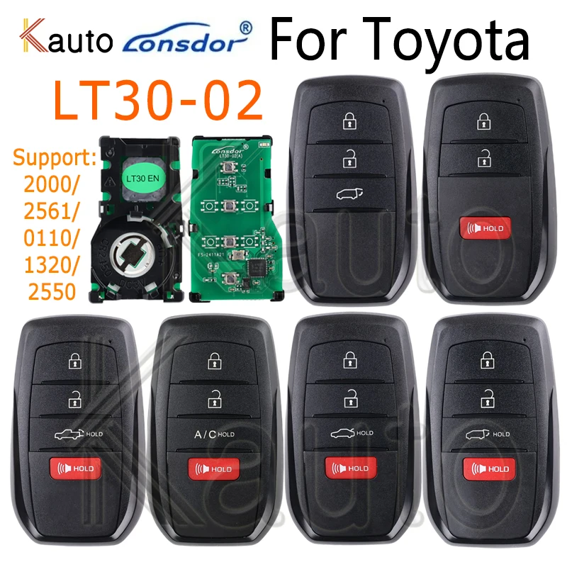 Lonsdor 도요타 코롤라 LT30-02 4A 칩 지지대, 키리스 엔트리 스마트 자동차 키, 2000, 2561, 1320, 2550/0110 KH100, K518 용 원격 키