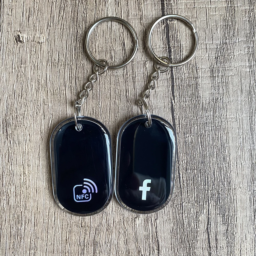سلسلة مفاتيح NFC سوداء من الإيبوكسي ، تواصل معنا عبر واتساب تابعنا على إنستغرام بسهولة ، بطاقة Keyfobs ، 5: