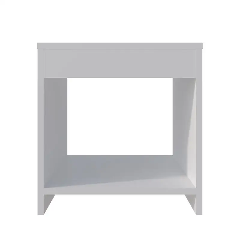 White Nightstand with Open Storage and Modern Design