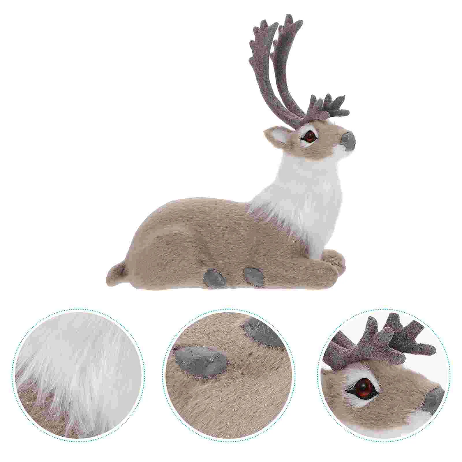 

Christmas Garland Simulation Elk Decoration Animal Model Ornament Imitation Grey Xmas Realistic Deer Home Father