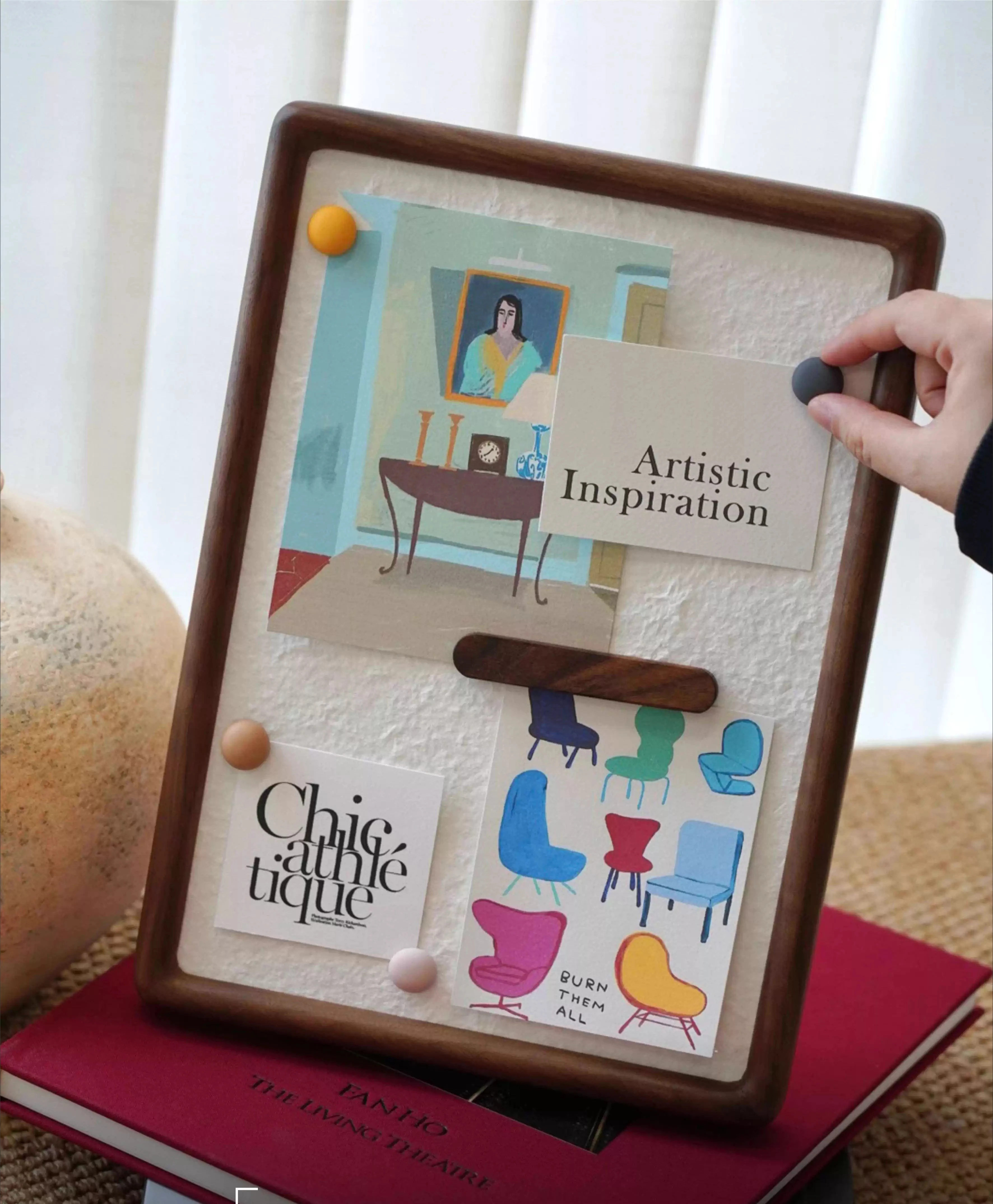 

Magnetic black walnut photo frame table picture frame solid wood note board