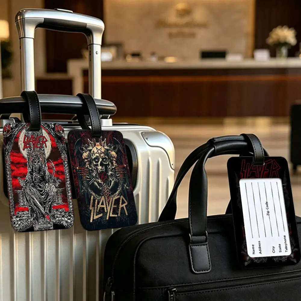 Rock Band Album S-Slayer Waterproof PVC Baggage Tag With Info Card Anti lost Identification Tag For Luggage School Backpack
