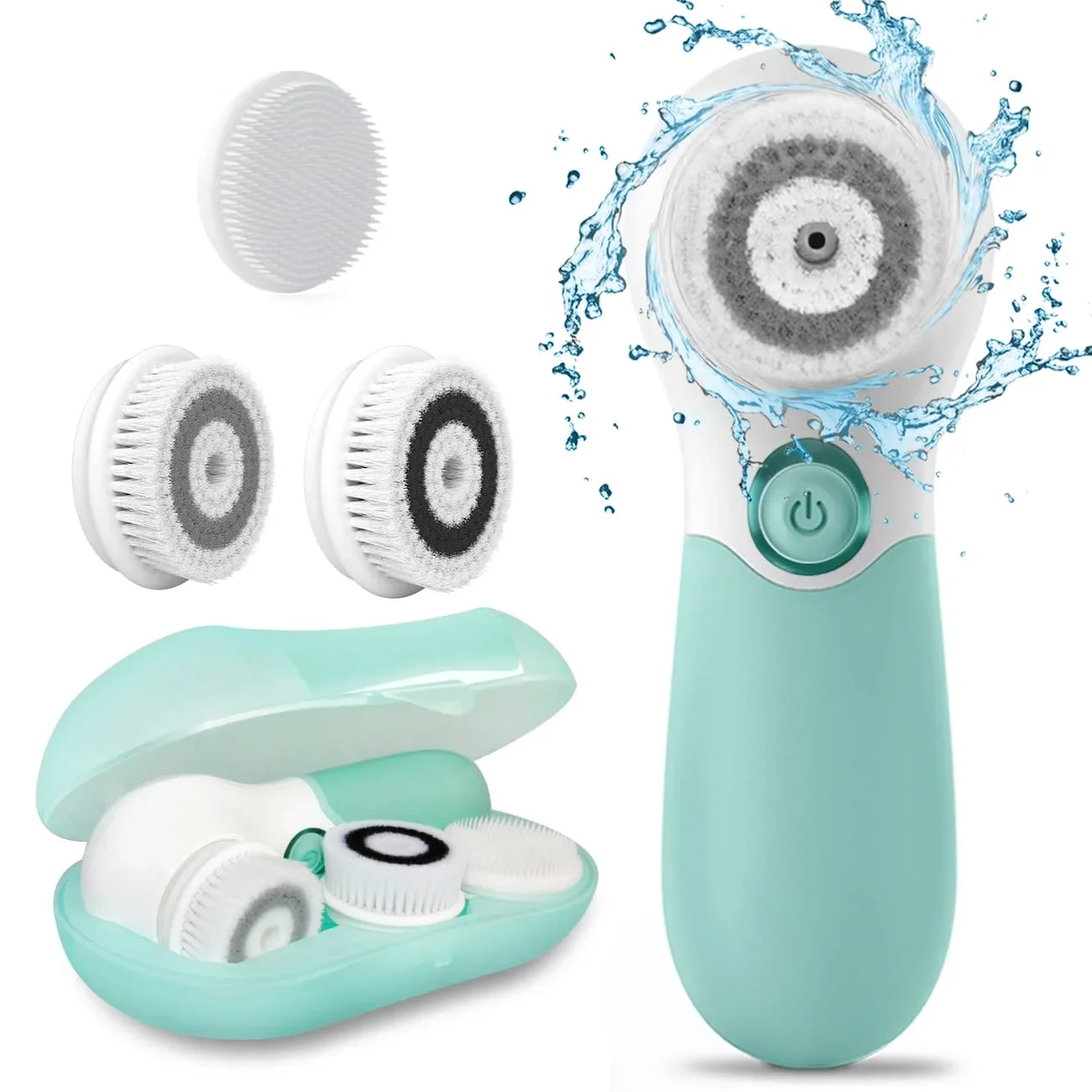 Electric Facial Brush USB Charging Massage Face Brush IP6 Waterproof 3 Head Rotating Brush Deep Exfoliation Face Massager