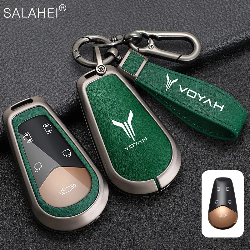 Leather Car Smart Remote Key Case Full Cover Protector Holder Shell  For Voyah Dream PHEV 2024 Keyless Keychain Accessories