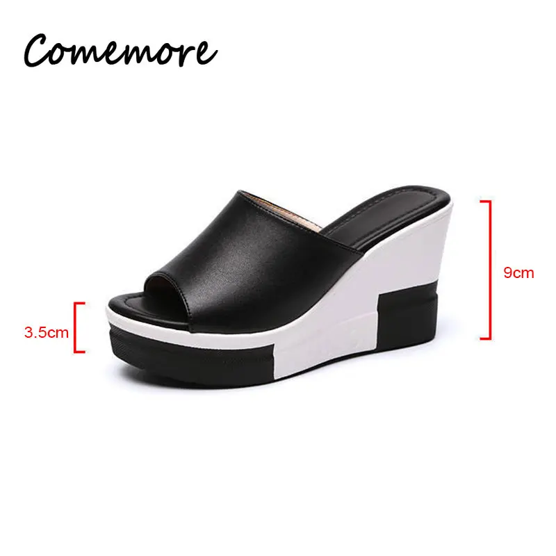 Comemore 2024 New Slides Women\'s Wedges Slippers Slip-On Shoes Woman High Heels Platform Sandals Ladies Slides Sandalias Mujer