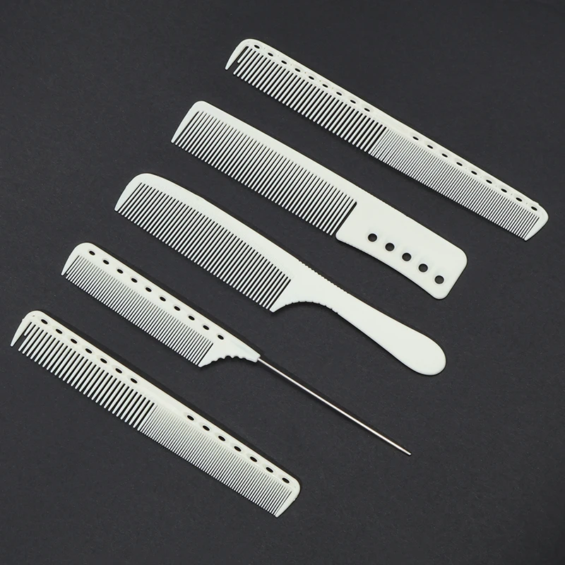 Juego de 5 piezas de peines de pelo blanco liso: peine de peinado profesional ideal tanto para uso en el hogar como en salón