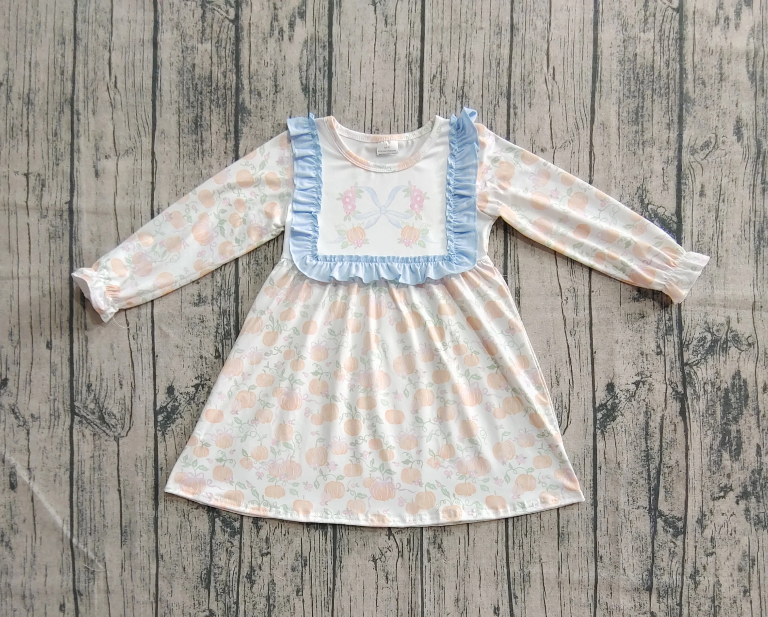 

7.02 GLD1084 Presale Wholesale Baby Girl Clothes Long Sleeve Dress Boutique Kids Halloween Clothing