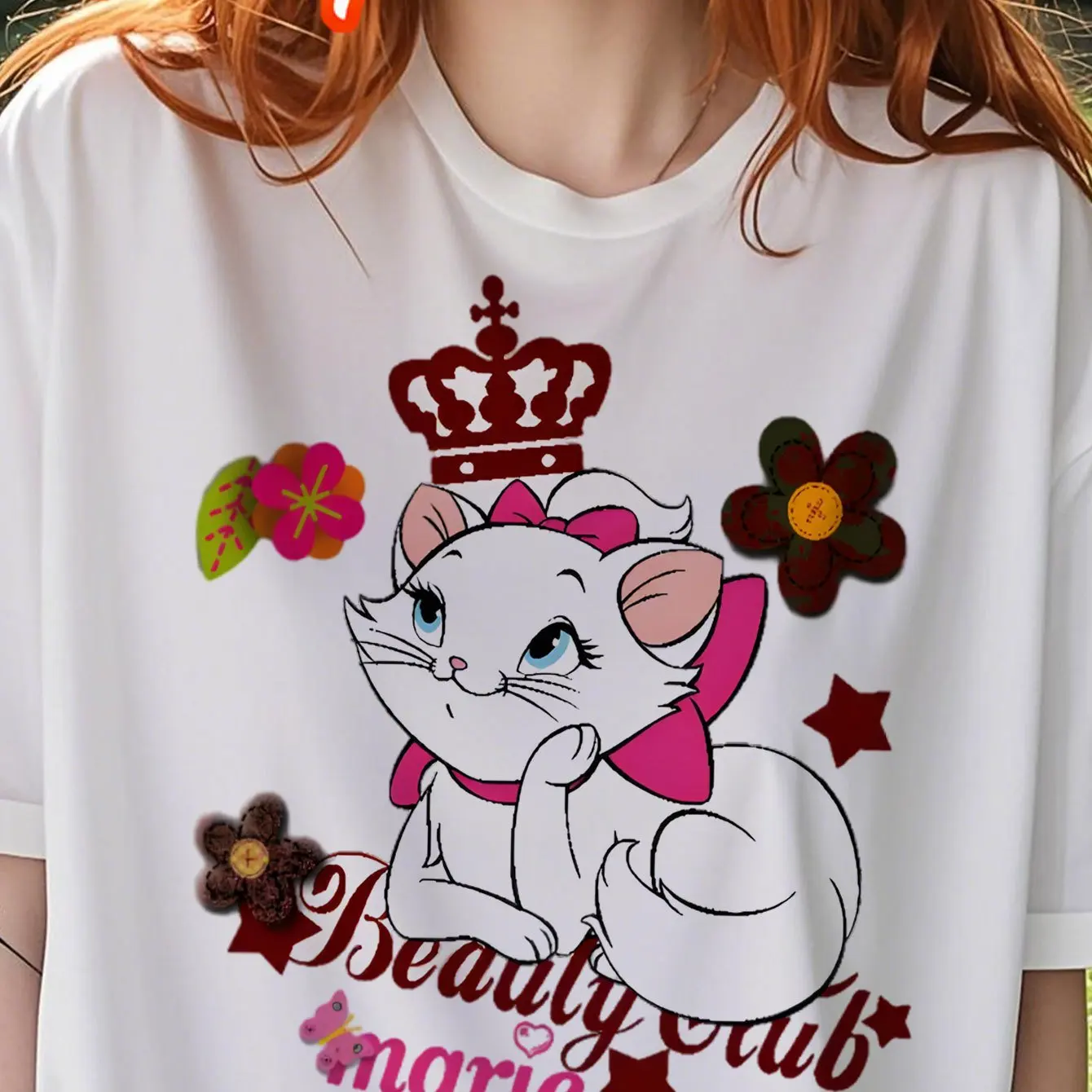 

Women'S Disney Beauty and The Beast Marie Graphic T-Shirt - Soft 100% Round Neck Top, Casual Comfort Fit, Machine Washable