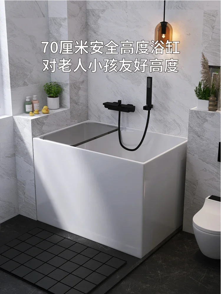 

Small bathtub household adult square deep bubble mini acrylic independent sitting small mobile Japanese bathtub small apartment