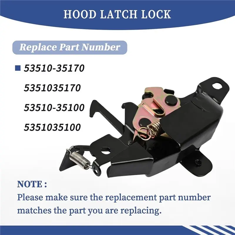 بسيط الجبهة هود مزلاج الجمعية غطاء المحرك قفل أمان مكون لتويوتا 4 عداء 1996-2002 53510-35170 5351035170 #3