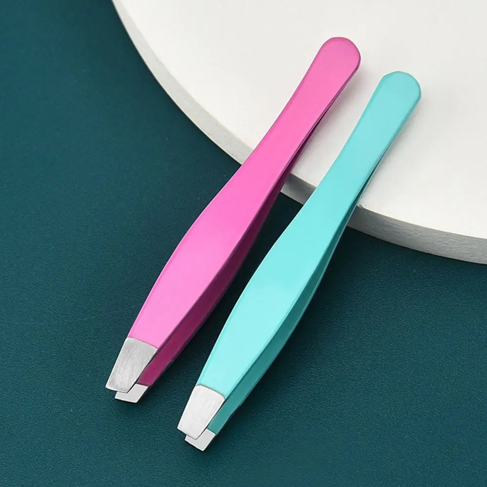 Hair Beard Removal Eyebrow Tweezers Trimming Tool Eyelash Extension Tweezer Slanted Pointed Tip Manicure Colorful