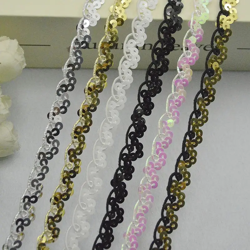 

5Meters/16.4Ft New Clothing Accessories Lace Supplies Intimates Exquisite Headwear Accessories Wavy Sequin Lace