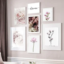 Nature Peony Blossom Canvas Painting Dream Quote Posters And Prints Magnolia Lotus Flower Picture Living Room Art Wall Home Deco