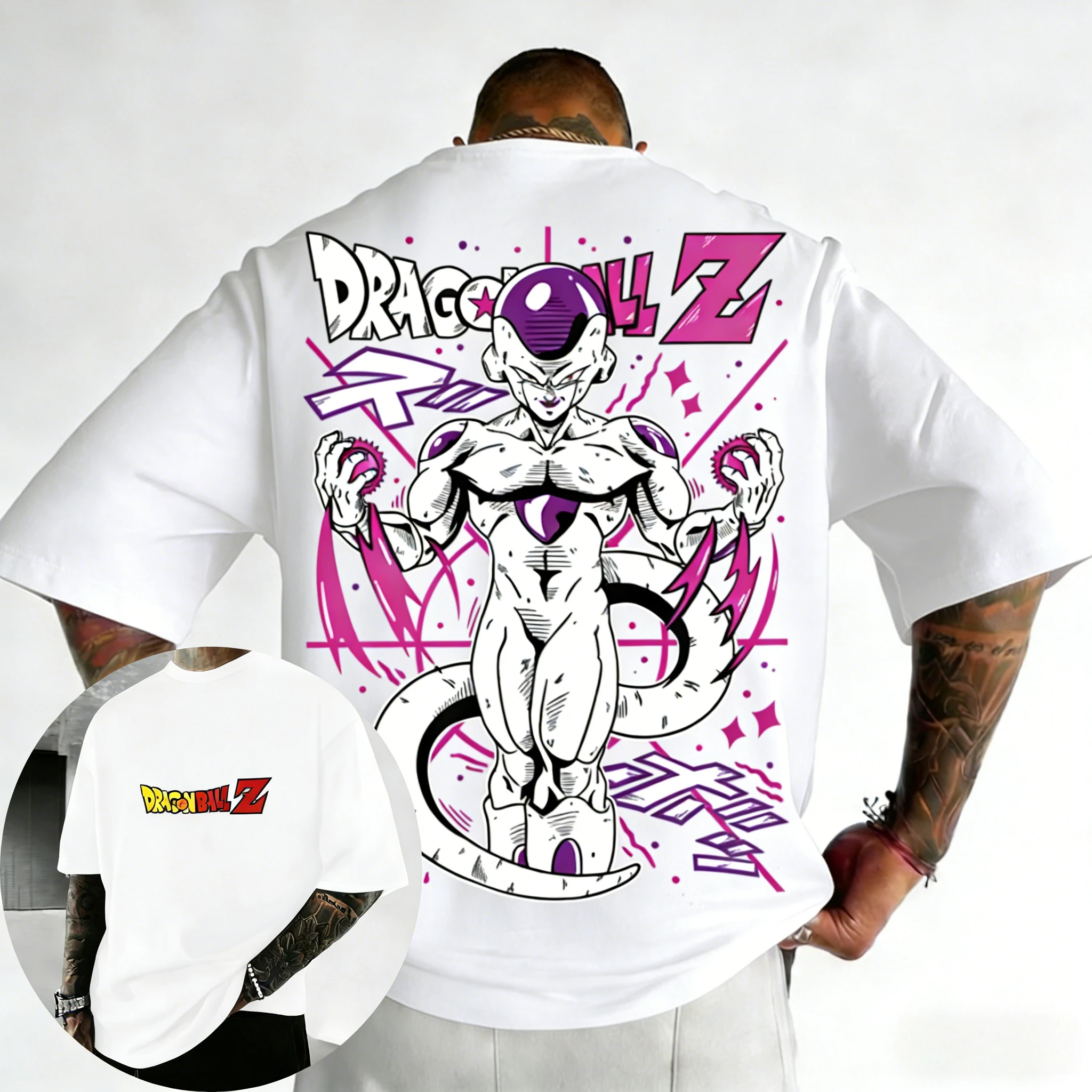 2026 Dragon Ball Anime Cotton T-shirt Summer New Frieza Color Printed Men's and Women's Harajuku Casual Parent Child Top