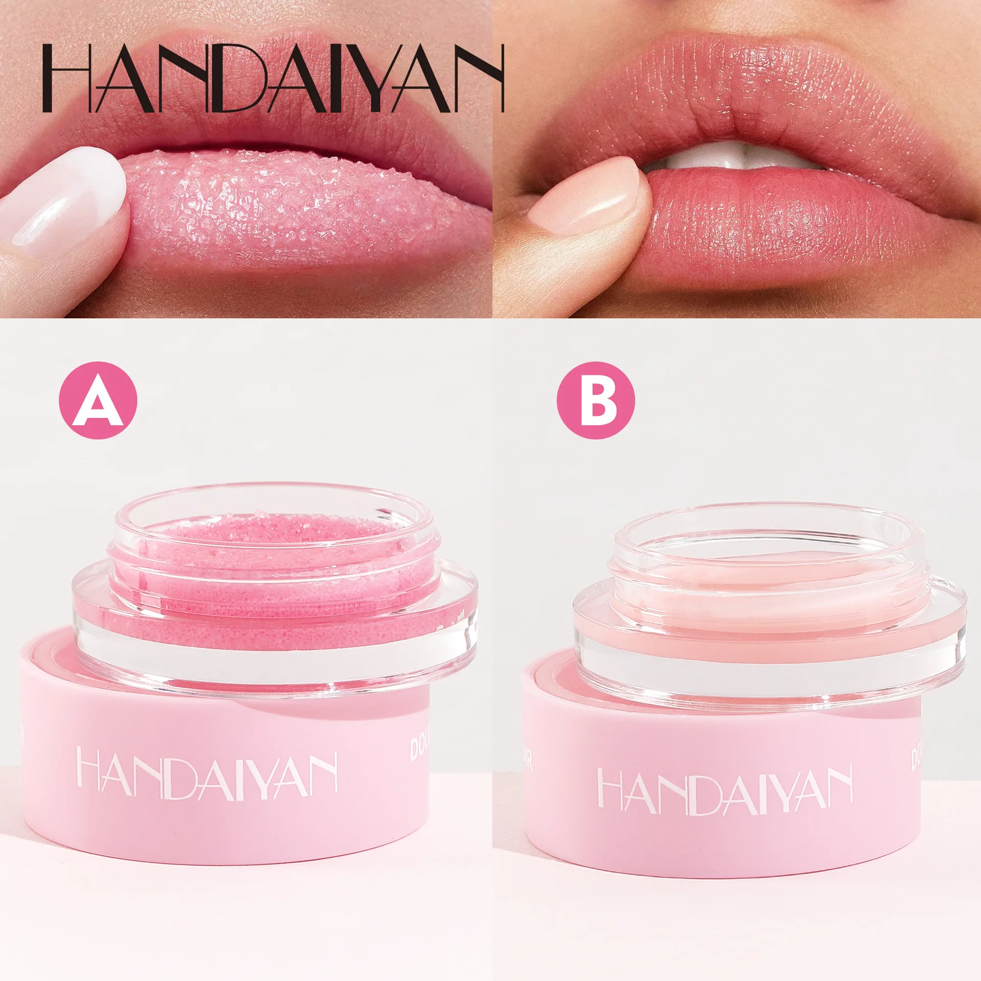 HANDAIYAN 2-in-1 Double Effect Lip Scrub Lip Mask Lip Balm Repair Exfoliate Skin Cells Soften Lips Cells Lip Treatment Cosmetic