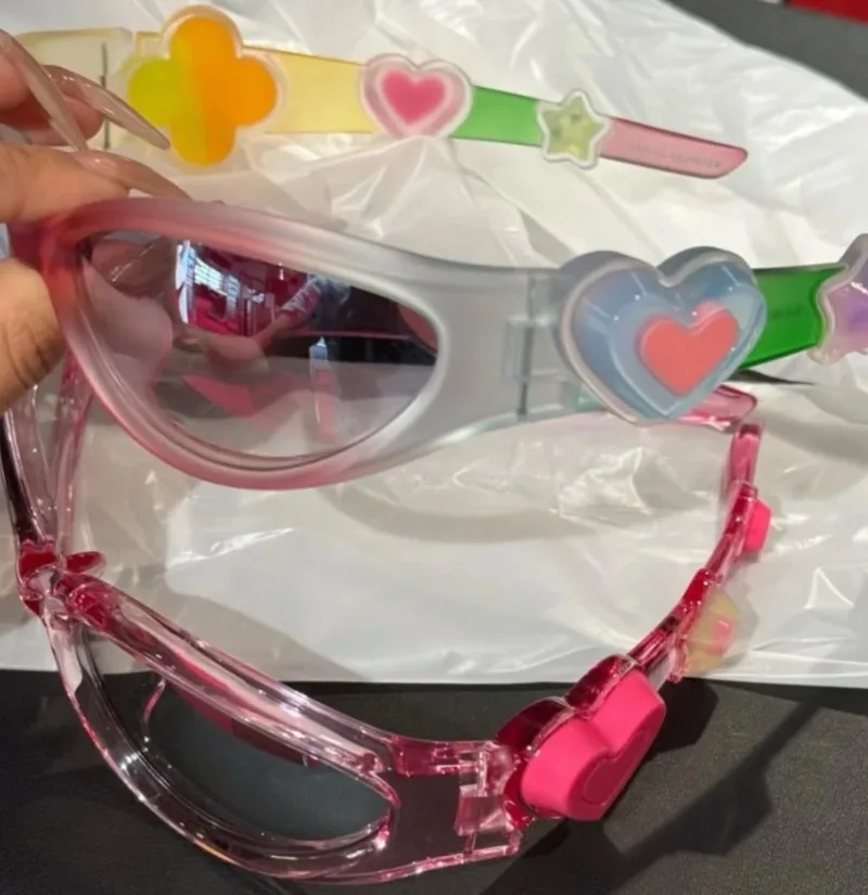

Korean New GUMMY Y2K Cute GM Sunglasses Women Heart Star Clover Decor Trendy Fashion UV400 Eyewear Pink Colorful Party Goggles