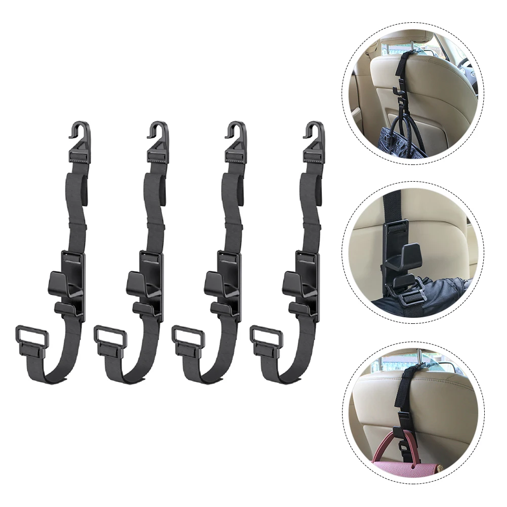 

4pcs Adjustable Rear Headrest Hanger Universal Hook Car Storage Hooks Holder Car Back Seat Hanger For Vehicle Back Seat