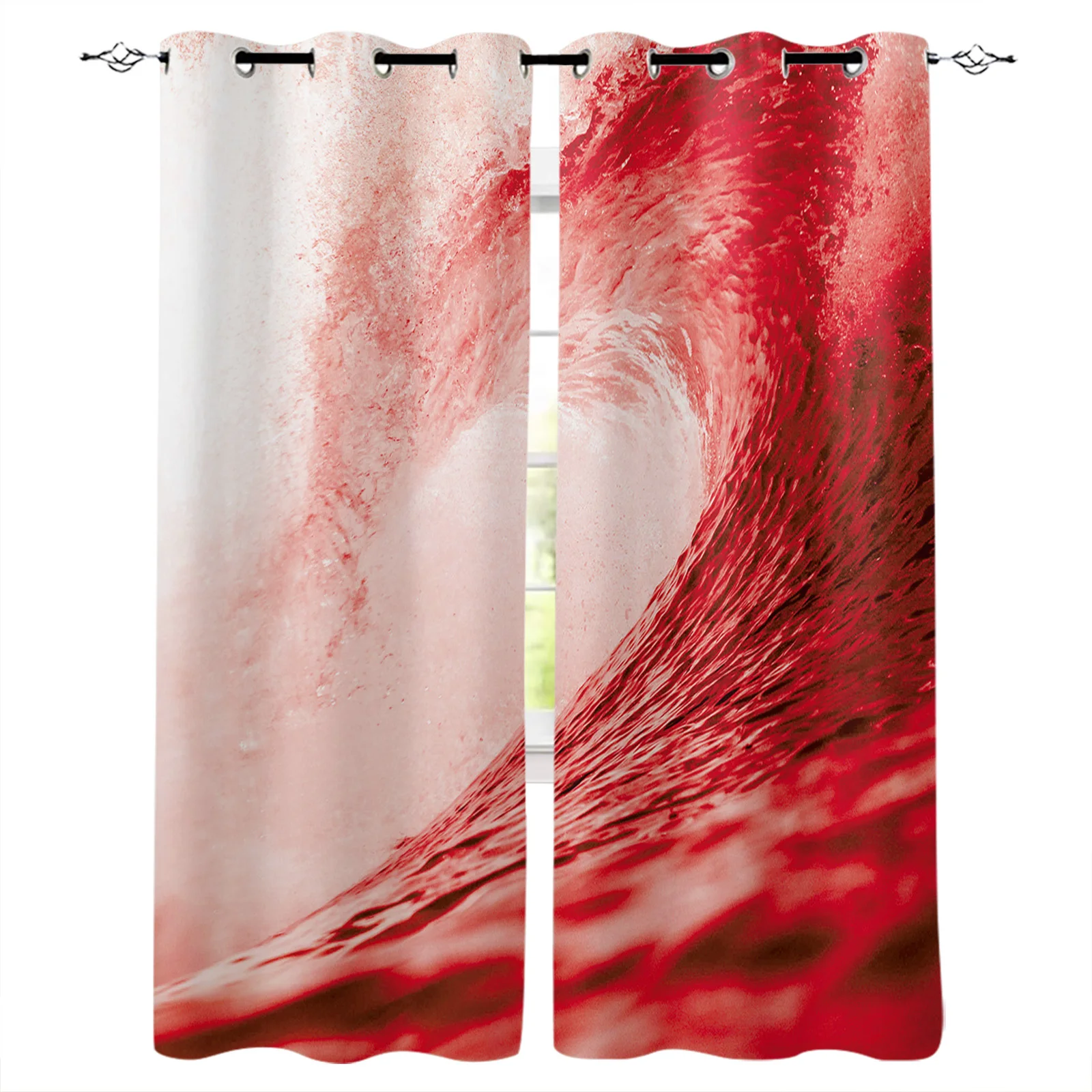 

Red Waves Seascape Beach Summer Curtain Kids Bedroom Kitchen Curtains Modern Living Room Home Decor Window Treatments