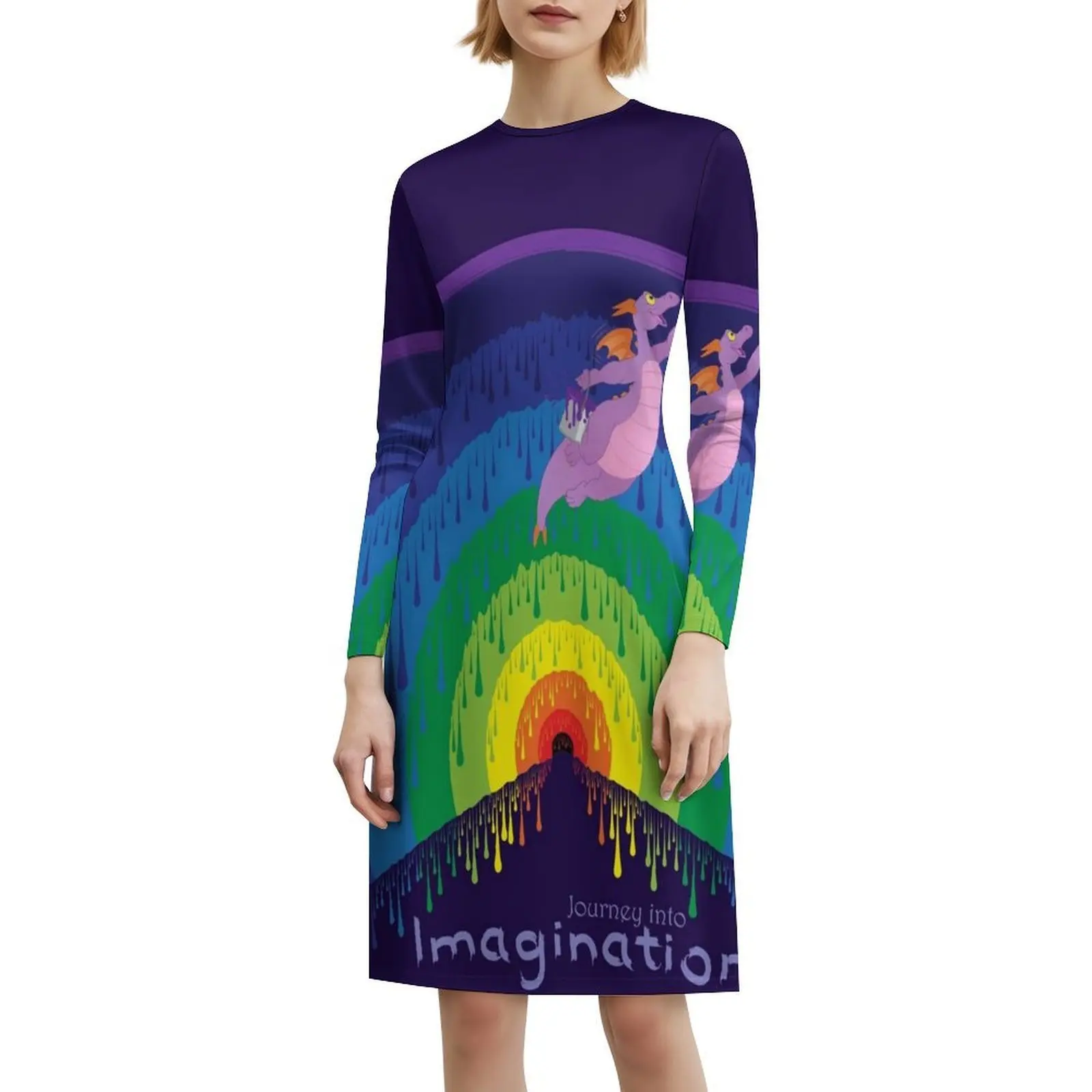 Journey Into Imagination-Painting The Dreamport Women's Hip Hop Streetwear Dress Graphic Print Party Club Wear Figment Figment