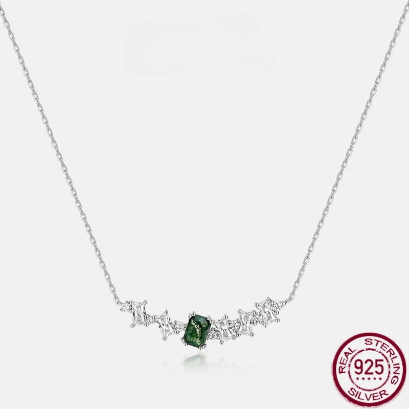 

Новое чистое серебро 925, зеленый мох, камень, водная трава, агат, цепочка на ключицу, легкие роскошные свадебные украшения в европейском и американском стиле