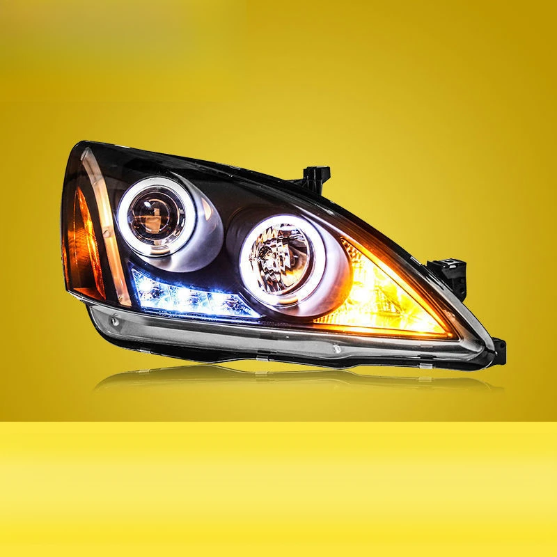 Suitable for Honda 7th Generation Accord Headlight Assembly 03-07 Model Modified LED Daytime Running Light Lens Xenon Headlight
